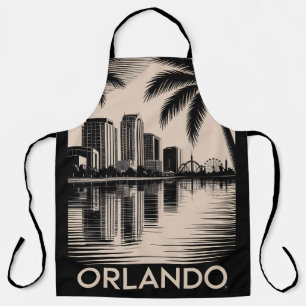 Orlando Skyline Zwart-Wit Houtsnede Lake Eola Schort