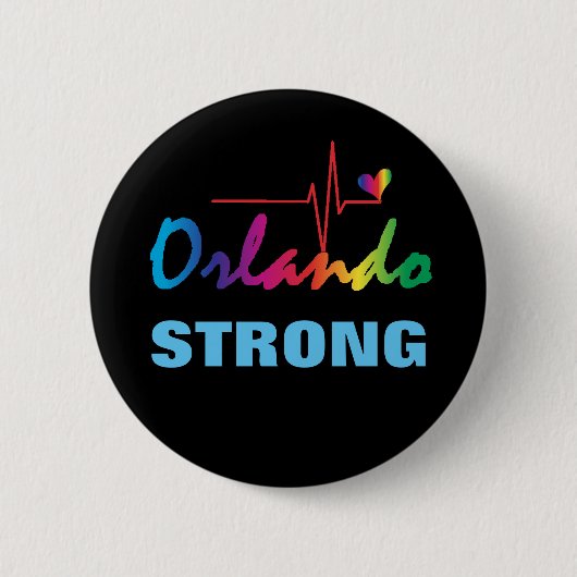 Orlando Strong Rainbow Pulse Heart LGBT Round Ronde Button 5,7 Cm (Voorkant)