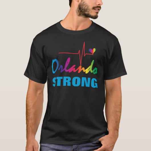 Orlando Strong Rainbow Pulse Heart LGBT T-shirt (Voorkant)
