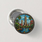 Orlando uitzicht met wolkenkrabbers ronde button 3,2 cm (Voorkant /achterkant)