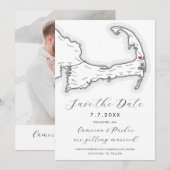 Orléans MA Cape Cod Kaart Zwart-wit bruiloft (Voorkant / Achterkant)