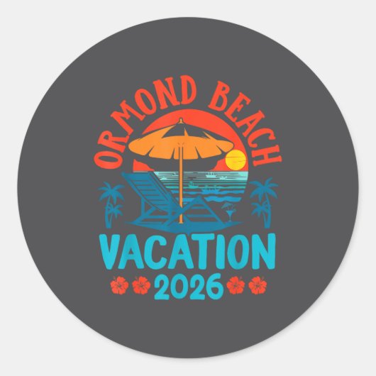 Ormond Beach Florida 2026 Family Vacation Beach Su Ronde Sticker (Voorkant)