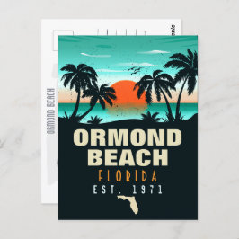 Ormond Beach Florida Retro Sunset Souvenir 60s Briefkaart