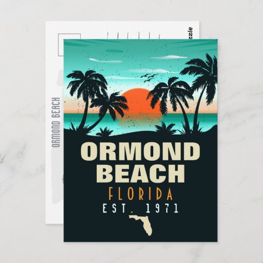 Ormond Beach Florida Retro Sunset Souvenir 60s Briefkaart (Voorkant / Achterkant)