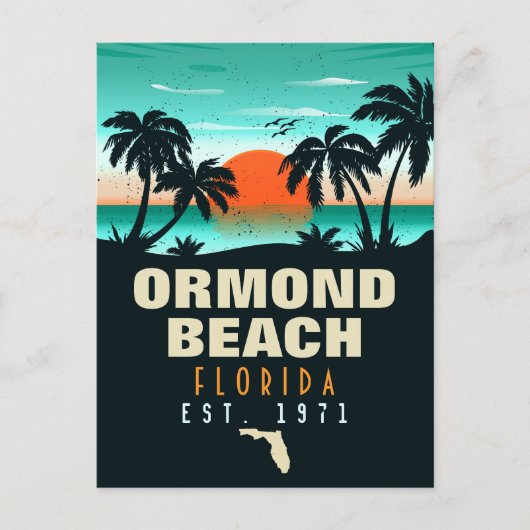 Ormond Beach Florida Retro Sunset Souvenir 60s Briefkaart (Voorkant)
