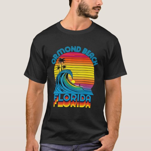 Ormond Beach Florida Retro Throwback Surf & Beach T-shirt (Voorkant)