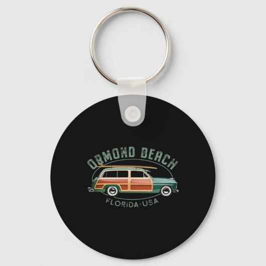 Ormond Beach Florida Vintage Surfen  Sleutelhanger (Voorkant)