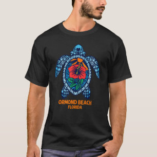 Ormond Beach Zee Turtle Florida Turtle Hibiscus Fl T-shirt