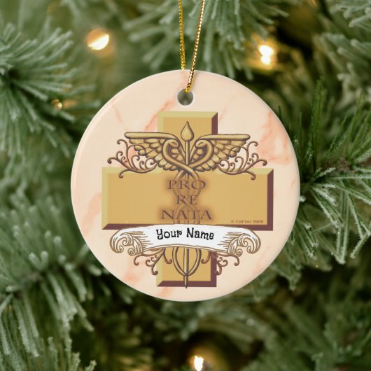 Orn caduceus-verpleegkundige keramisch ornament (Boom)