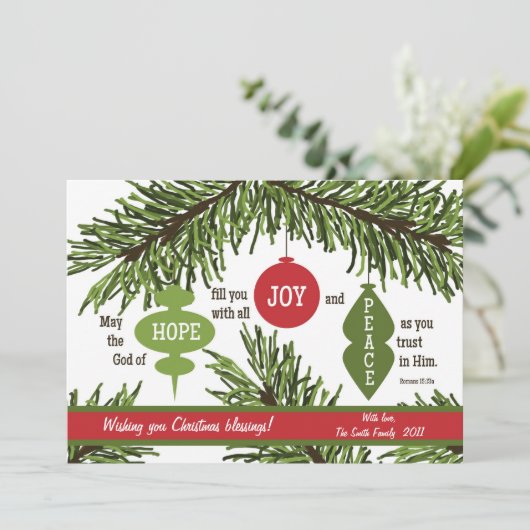 ORNAMENS 2-Sided kerstkaart voor scripts (Staand voorkant)