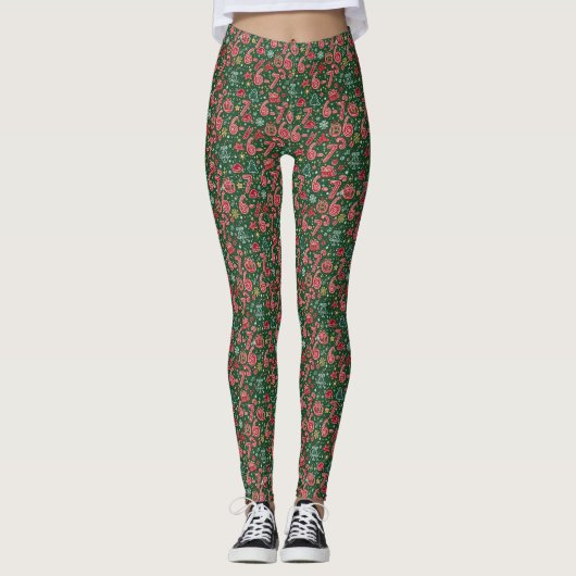 Ornament 6-7 Meme Kerst Doodles Leggings (Voorkant)