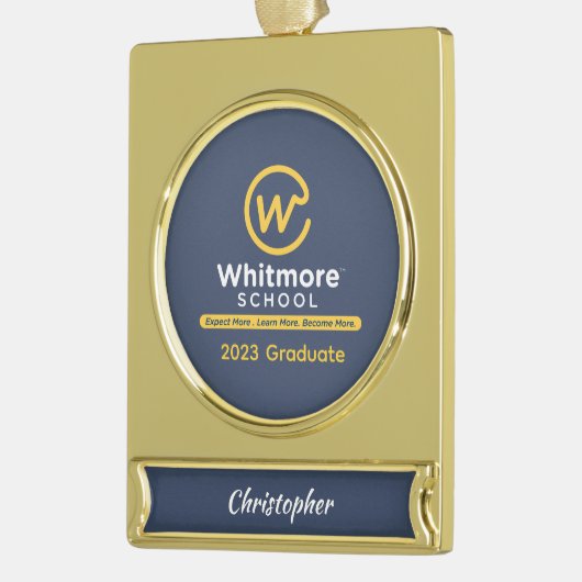 Ornament afstuderen banner - Jaar wijzigen Verguld Banner Ornament (Links)