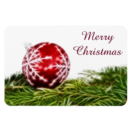 Ornament and Fir Fractal - Merry Kerstmis Magneet (Horizontaal)