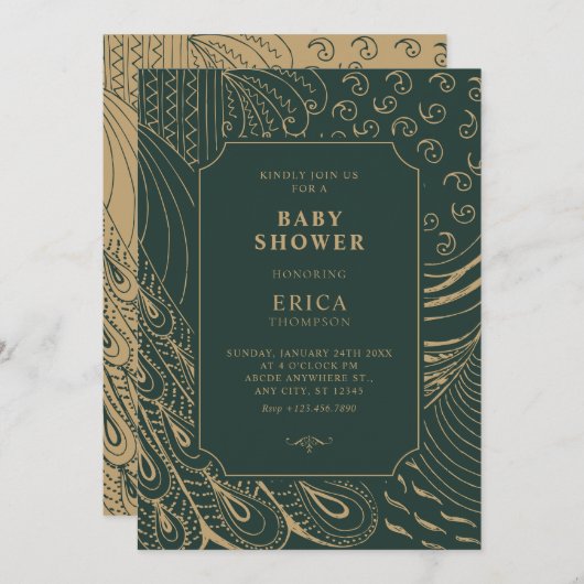  ornament Art baby shower Kaart (Voorkant / Achterkant)