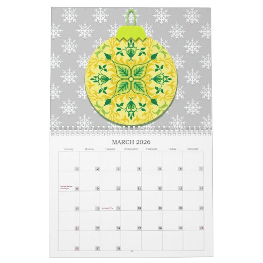 Ornament Art Kerstjaar rond Kalender (Mar 2026)