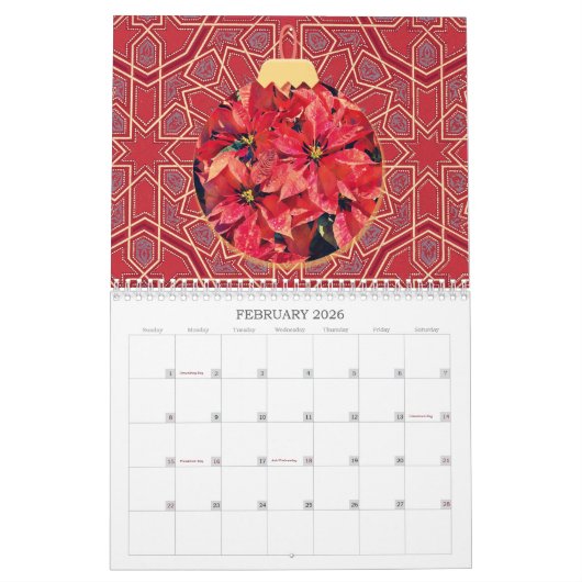 Ornament Art Kerstjaar rond Kalender (Feb 2026)