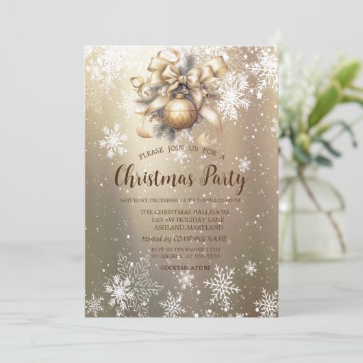 Ornament Ball Bow Snowflakes Christmas Company Kaart (Staand voorkant)