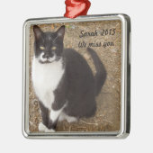 Ornament: Black Tuxedo Cat Sitting Metalen Ornament (Links)