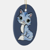ornament blauw kat porselein (Rechts)