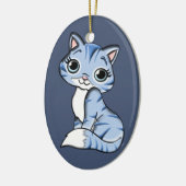 ornament blauw kat porselein (Links)