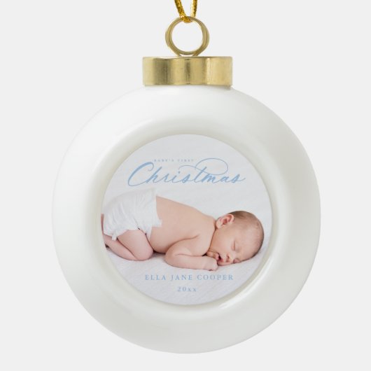 Ornament Blauw met eerste kerstboom voor baby's (Voorkant)