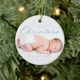 Ornament Blauw met eerste kerstboom voor baby's