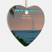 Ornament: Blauwe Catamaran Zonsondergang (Hart) Keramisch Ornament (Rechts)