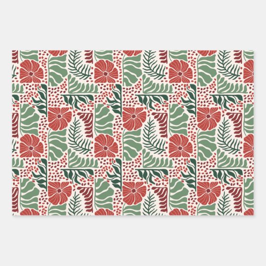 Ornament Bloemen en Trui Patroon Kerst Inpakpapier Vel (Voorkant 3)