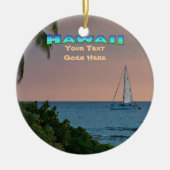Ornament: Blue Catamaran Sunset (Circle) Keramisch Ornament (Voorkant)