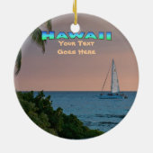 Ornament: Blue Catamaran Sunset (Circle) Keramisch Ornament (Achterkant)