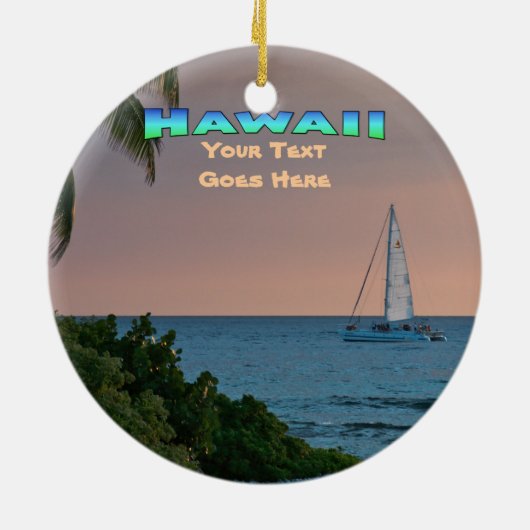 Ornament: Blue Catamaran Sunset (Circle) Keramisch Ornament (Achterkant)