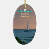 Ornament: Blue Catamaran Sunset (Ovaal) Keramisch Ornament (Rechts)