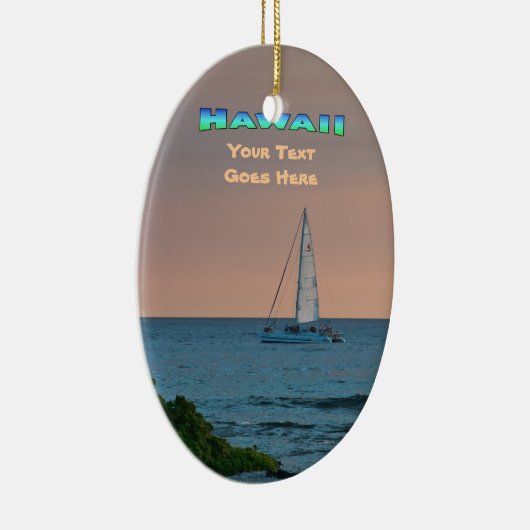 Ornament: Blue Catamaran Sunset (Ovaal) Keramisch Ornament (Rechts)