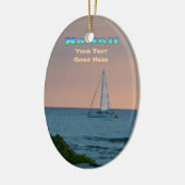 Ornament: Blue Catamaran Sunset (Ovaal) Keramisch Ornament (Links)