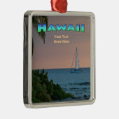 Ornament: Blue Catamaran Sunset (Premium Square) Metalen Ornament (Rechts)