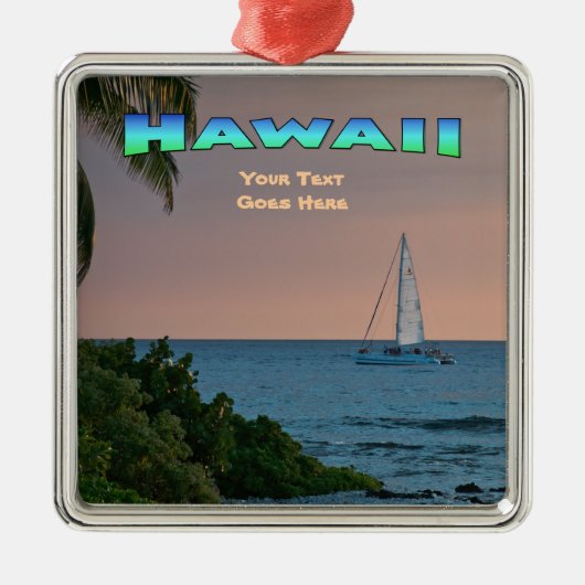 Ornament: Blue Catamaran Sunset (Premium Square) Metalen Ornament (Voorkant)