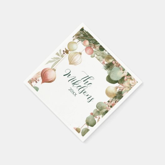  Ornament Botanisch Kerstfeest Servet (Hoek)
