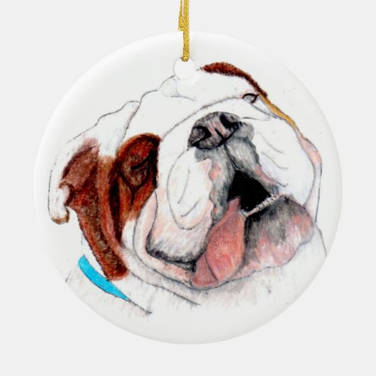 Ornament, Bulldog Drawing Keramisch Ornament (Achterkant)
