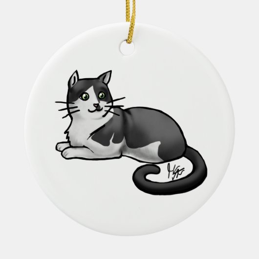 Ornament Cat Black en White Domestic Shorthair (Voorkant)