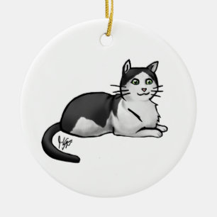 Ornament Cat Black en White Domestic Shorthair