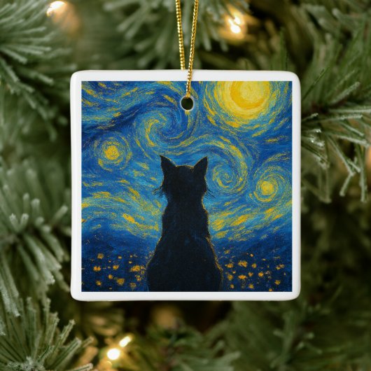 Ornament Cat Starry Night Van Gogh (Boom)