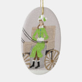 Ornament, dame in een buik in sneeuw keramisch ornament (Rechts)