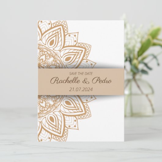 Ornament elegante bruiloft uitnodiging (Staand voorkant)