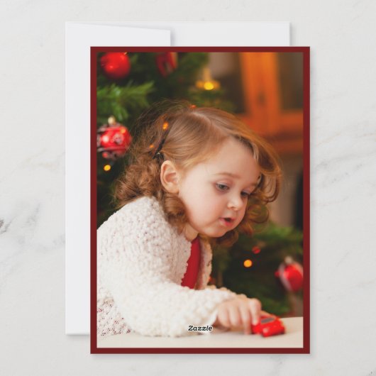 Ornament en Evergreen Border twee foto's Feestdagenkaart (Achterkant)