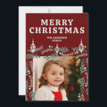 Ornament en Evergreen Border twee foto's Feestdagenkaart<br><div class="desc">Een prachtig met de hand geïllustreerd groenblijvend en ornamenten randontwerp zorgt voor een elegante en feestelijke dubbelzijdige kerstfotokaart. Je eigen 2 foto's kunnen worden toegevoegd.</div>