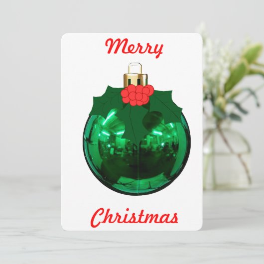 Ornament en Holly Christmas Kaart (Staand voorkant)