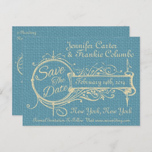  Ornament en overlapping sparen de Datum Aankondigingskaart (Voorkant / Achterkant)