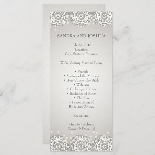 Ornament en parels | Rackkaart voor weduwenprogram Programmakaart (Voorkant / Achterkant)