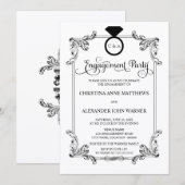  Ornament en Ring Script Engagement Party Kaart (Voorkant / Achterkant)