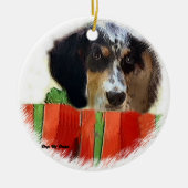 Ornament Engelse Setter kerstcadeautjes (Voorkant)